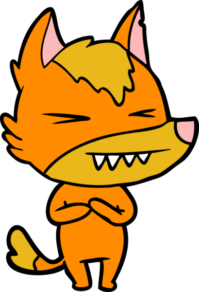 Bir insan tarafından çizilmiş tilki çizgi film karakteri