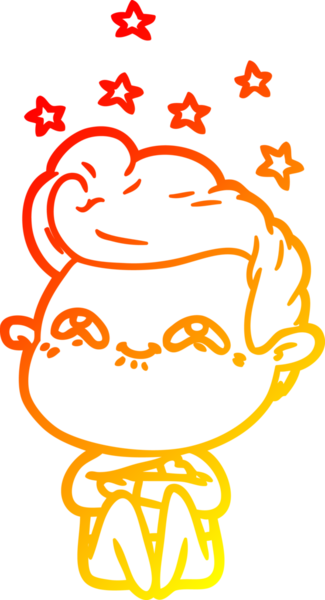 Bir insan tarafından çizilmiş, heyecanlı bir çizgi film çizimi.