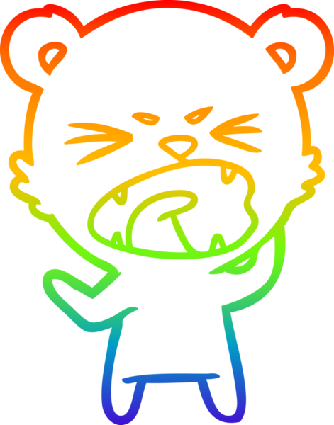 Kızgın bir çizgi film ayısının çizdiği gökkuşağı gradyanı bir insan tarafından çizilmiş.