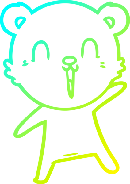 Bir insan tarafından çizilmiş mutlu bir kutup ayısının soğuk çizgi çizimi.