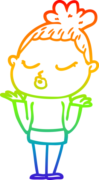 Gökkuşağı gradyan çizgi çizimi bir insan tarafından çizilmiş sakin bir kadın