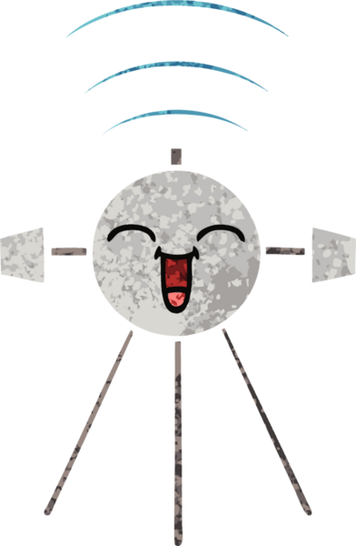 Bir insan tarafından çizilmiş bir uydunun retro çizim tarzı karikatürü