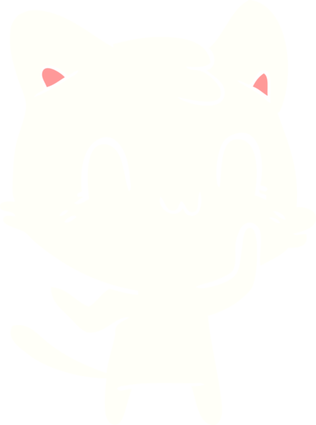 Bir insan tarafından çizilmiş düz renkli çizgi film mutlu kedi.