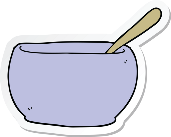 Bir insan tarafından çizilmiş bir çorba kasesinin etiketi.