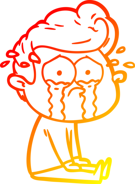 Bir insan tarafından çizilmiş, ağlayan bir çizgi film karakteri.