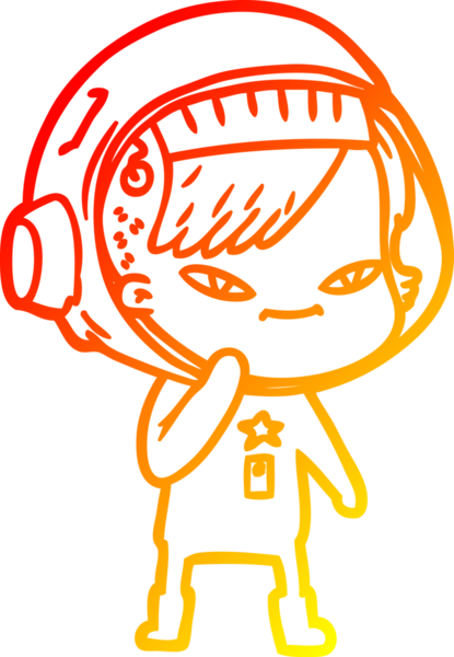 Bir insan tarafından çizilmiş bir astronot kadın çizgi çizimi.