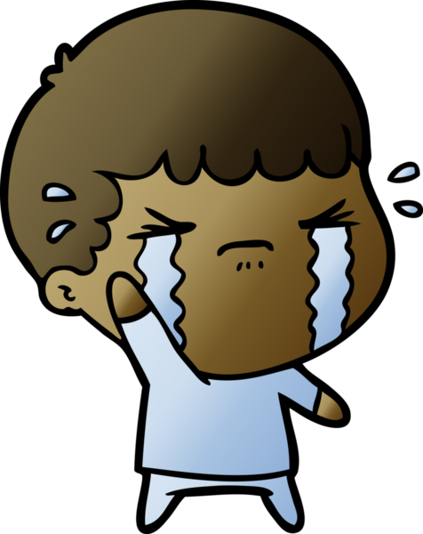 Bir insan tarafından çizilmiş ağlayan çizgi film adamı.