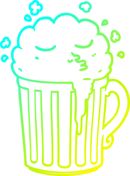 Bir insan tarafından çizilmiş bira bardağının soğuk gradyan çizimi.