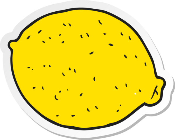 Bir insan tarafından çizilmiş karikatür limonu çıkartması.
