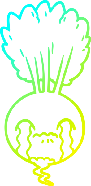 Ağlayan bir pancar çizgi filminin insan tarafından çizilmiş soğuk gradyan çizimi