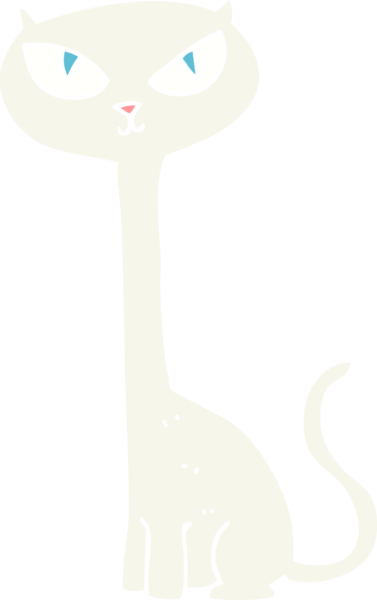 Bir insan tarafından çizilmiş kedinin düz renk çizimi