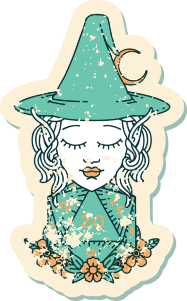 Retro Dövme Biçimli elf karakteri Bir insan tarafından çizilmiş doğal yirmi zar atışıyla