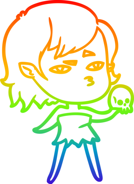 Gökkuşağı gradyan çizimi Bir insan tarafından çizilen vampir kız çizgi