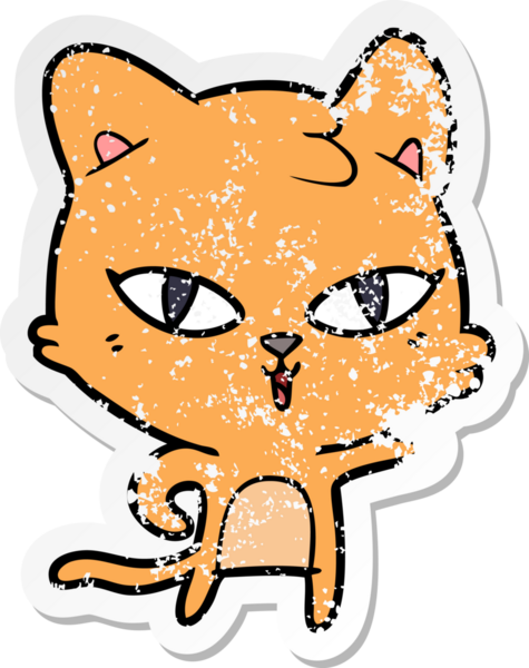 Bir insan tarafından çizilmiş karikatür bir kedinin sıkıntılı çıkartması.