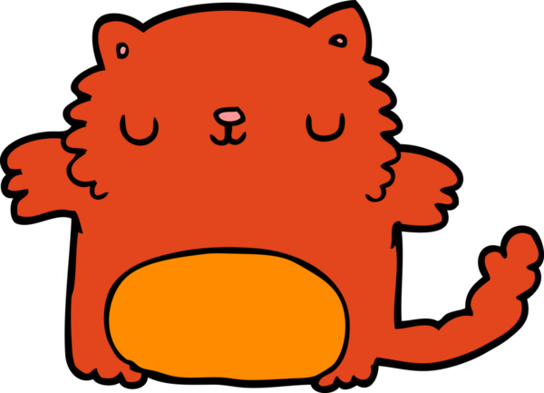 Bir insan tarafından çizilmiş çizgi film kedisi.