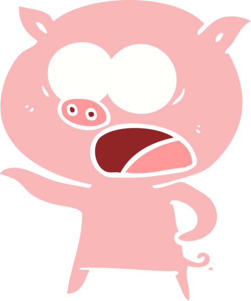 Bir insan tarafından çizilmiş düz renkli çizgi film domuzu.