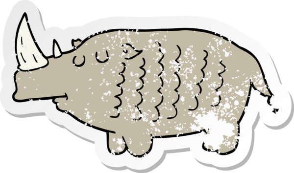 Bir insan tarafından çizilmiş karikatür gergedanının sıkıntılı çıkartması.