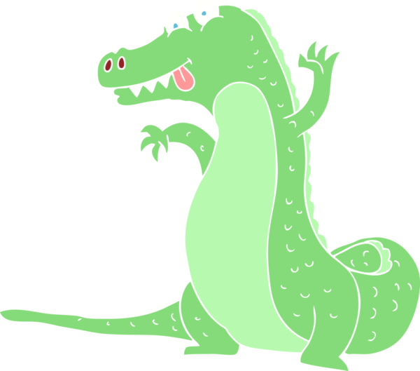 Bir insan tarafından çizilmiş bir timsahın düz renk çizimi