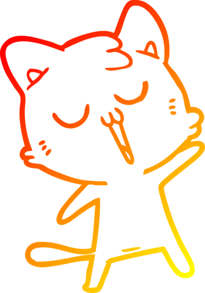 Bir insan tarafından çizilmiş çizgi film kedisinin sıcak çizgi çizimi