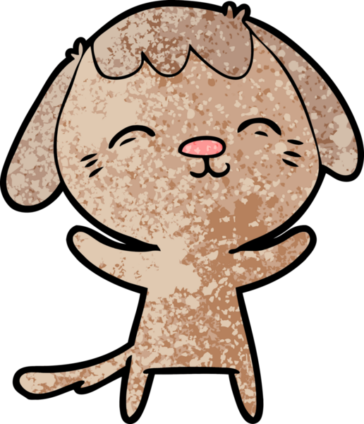 Bir insan tarafından çizilmiş mutlu çizgi film köpeği.