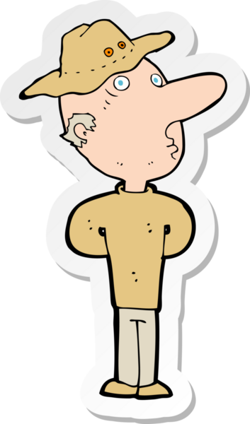 Bir insan tarafından çizilmiş şapkalı bir adamın çıkartması.