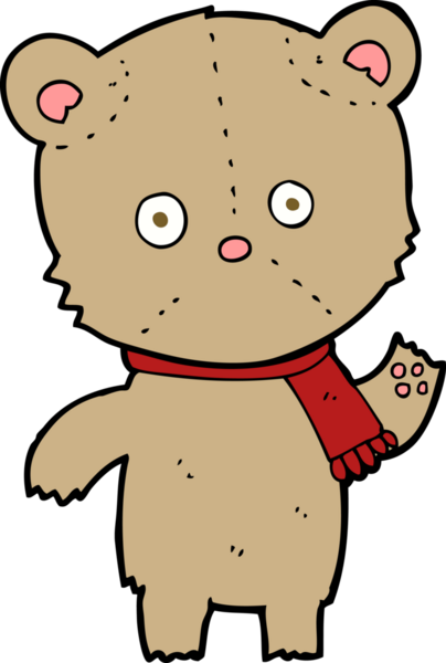 Bir insan tarafından çizilmiş oyuncak ayıyı sallayan çizgi film.