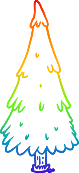 gökkuşağı gradyanı bir insan tarafından çizilmiş bir noel ağacının çizimi