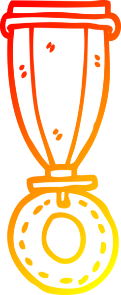 Bir insan tarafından çizilmiş bir çizgi film madalyasının sıcak çizgi çizimi