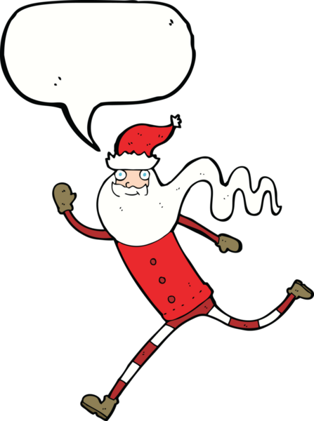 Bir insan tarafından çizilmiş konuşma balonuyla Noel Baba 'yı canlandıran çizgi film.