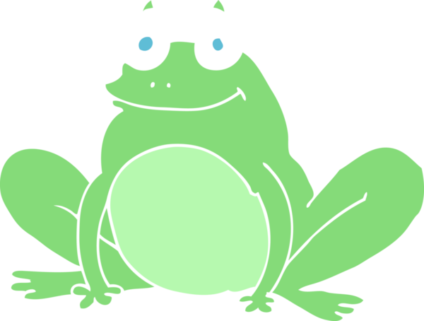 Bir insan tarafından çizilen mutlu kurbağanın düz renk çizimi