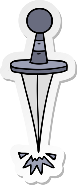 Bir insan tarafından çizilmiş küçük bir hançerin el çizimi karikatürü.