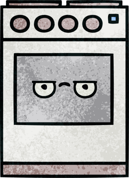 Bir insan tarafından çizilmiş mutfak fırınının retro grunge deseni.