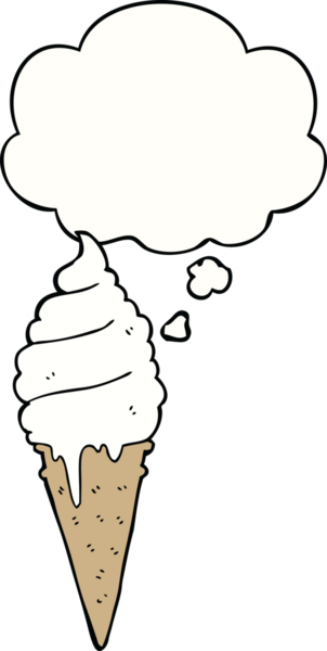 Bir insan tarafından çizilmiş düşünce balonlu karikatür dondurması.