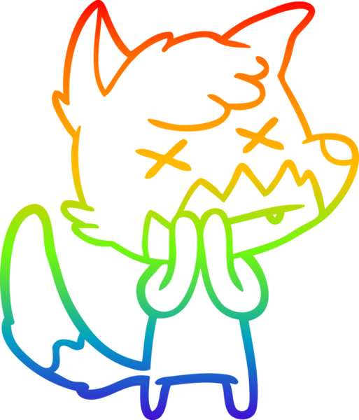 Gökkuşağı gradyan çizgi çizimi Bir insan tarafından çizilmiş ölü tilki