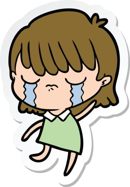 Bir insan tarafından çizilmiş, ağlayan bir karikatür kadının çıkartması.