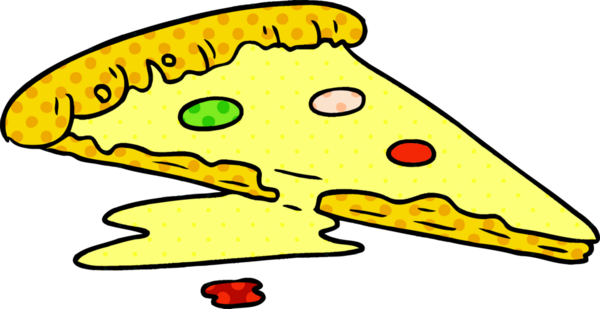 Bir insan tarafından çizilmiş bir dilim pizzanın karalaması.