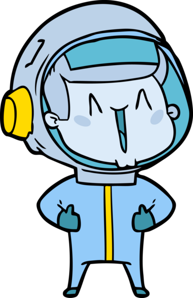 Bir insan tarafından çizilmiş mutlu astronot çizgi filmi.
