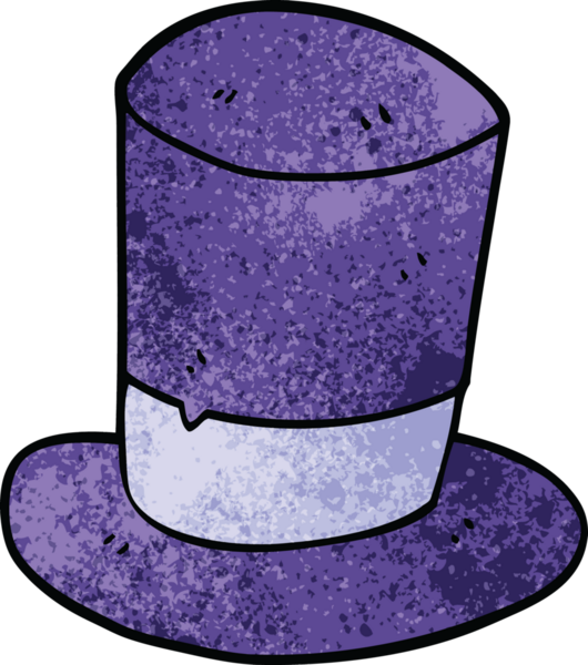 Bir insan tarafından çizilmiş karikatür silindir şapka.