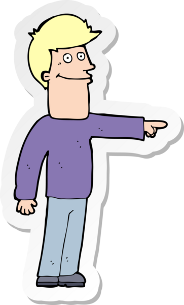 Bir insan tarafından çizilmiş bir karikatür adamın çıkartması.