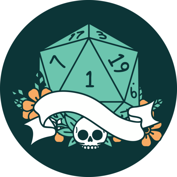 Bir insan tarafından çizilen bir d20 zar atma ikonu