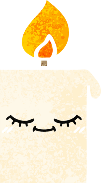 Bir insan tarafından çizilmiş yanan bir mumun retro çizim tarzı karikatürü