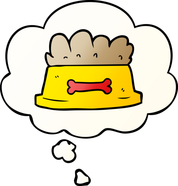 Bir insan tarafından çizilmiş, düşünce baloncuklu çizgi film kasesi.