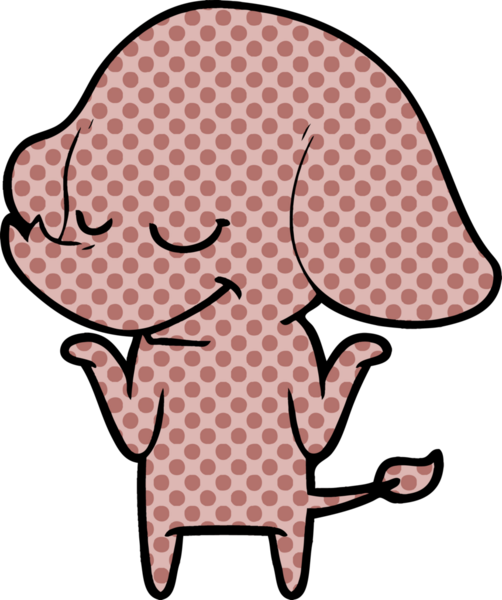 Bir insan tarafından çizilmiş gülümseyen bir fil.