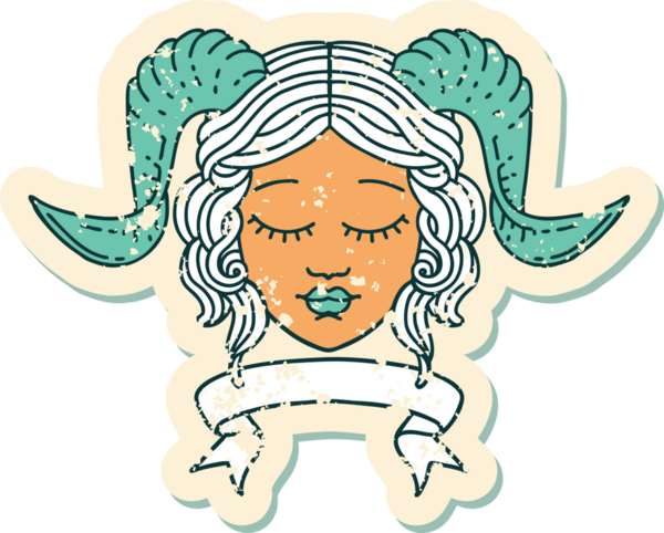 Retro Dövme Biçimi karakter yüzünü bir insan tarafından çizilmiş parşömen pankartıyla düzenliyor