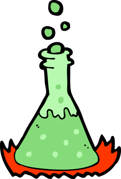 Bir insan tarafından çizilmiş köpüren kimyasallar.