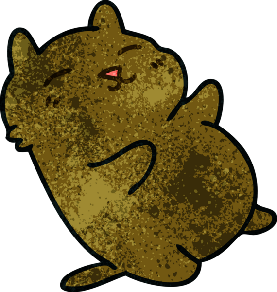 Bir insan tarafından çizilmiş garip çizgi film kedisi.