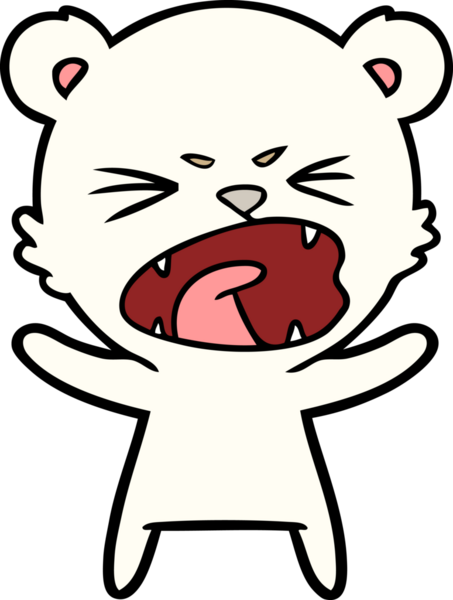 Bir insan tarafından çizilmiş kızgın kutup ayısı çizgi filmi.