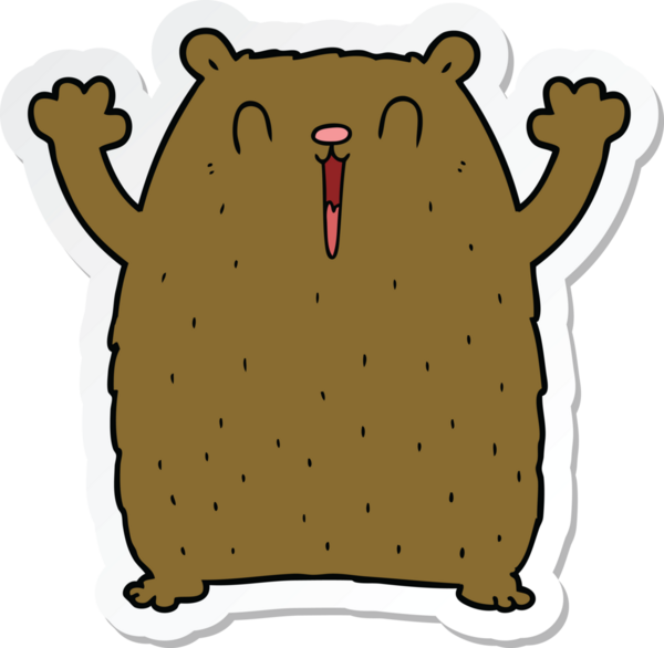 Bir insan tarafından çizilmiş mutlu çizgi film ayısının çıkartması.