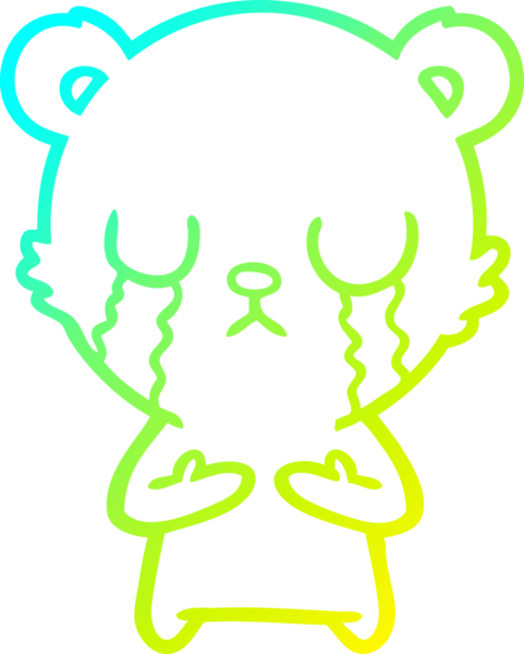 Bir insan tarafından çizilmiş ağlayan çizgi film ayısının soğuk gradyan çizgisi.