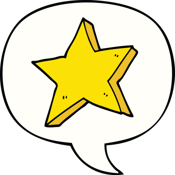 Bir insan tarafından çizilmiş konuşma balonu olan çizgi film yıldızı.